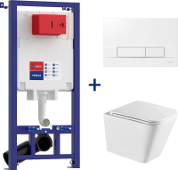 Комплект Lemark Florex 100804418, безободковый, с микролифтом, кнопка смыва белый глянец