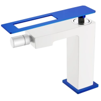 Смеситель Boheme Q 146-WUW для биде, без донного клапана, белый глянец/синий