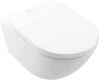 Унитаз Villeroy & Boch Subway 3.0 4670TSR1 подвесной, безободковый, с сиденьем микролифт, Альпийский белый с покрытием CeramicPlus