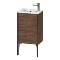 Duravit XViu Тумба подвесная 594x410x290мм, для раковины #072343, 1 дверь, (петли справа), цвет: walnut dark/черный матовый