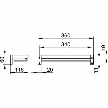 Полочка для душа 360 мм Keuco Edition 90 Square 19158 010000 хром \ алюминий