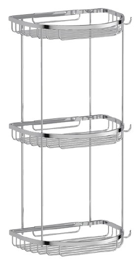 Полка корзина FBS Ryna 012 Хром, 3-ярусная с крючками