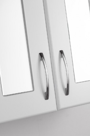 шкаф подвесной style line эко стандарт 48 с зеркальными вставками, белый