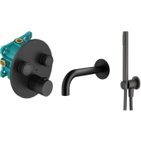 Термостат для ванны Plumberia Selection PSBOX KITPSB02NO60 встраиваемый, с душевым гарнитуром, черный матовый