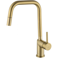 Смеситель для кухни с выдвижым изливом WONZON & WOGHAND, брашированное золото (WW-6018-BG)