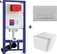 Комплект Lemark Florex 100803421, безободковый, с микролифтом, кнопка смыва матовый хром