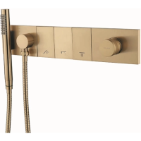 Смеситель для ванны Boheme Zodiac 132-SYS-MG встраиваемый, с душевым гарнитуром, золотой матовый