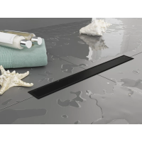 Душевой трап (лоток) Plumberia Selection Linear PSL60NO 60 см, с решеткой, 2 в 1 под плитку, черный матовый