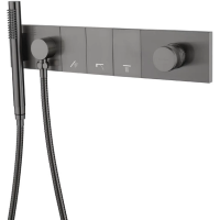 Смеситель для ванны Boheme Zodiac 132-SYS-GM встраиваемый, с душевым гарнитуром, графит матовый