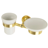 Стакан для зубных щеток с мыльницей Migliore Mirella 17326 цвет золото