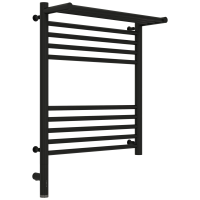 Полотенцесушитель электрический 600x500 черный матовый МЭМ левый Сунержа Богема с полкой 3.0 31-5806-6050