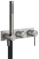 Смеситель Gessi Shower316 54038#239 для ванны, встраиваемый, настенный, автоматический переключатель ванна-душ, держатель неподвижный, внешняя часть, цвет шлифованная сталь