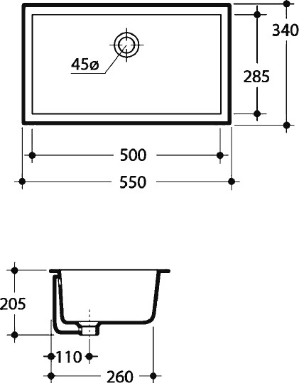 раковина встраиваемая 55 см kerasan slim 022901