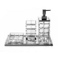 Набор аксессуаров 3SC Palace A99ACRCFM настольный 35хh25х16 см из лотка, мыльницы, стакана и дозатора, цвет: прозрачный хрусталь/никель черный матовый
