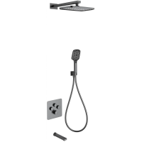 Душевой комплект Wonzon & Woghand WW-B4005-BGG 300x200 мм, с термостатом, темный графит матовый