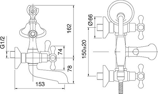смеситель для ванны с душем treemme romantica 3601.uu.pv