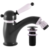 Смеситель Rav Slezak Labe L545.5KCMATC для биде, с донным клапаном, хром/черный матовый