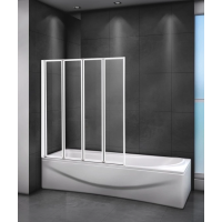 Шторка на ванну Cezares Relax 100x140 RELAX-V-4-100/140-C-Bi профиль Жемчужно-серый стекло прозрачное