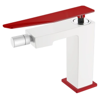 Смеситель Boheme Q 146-WR.2 для биде, без донного клапана, белый глянец/красный