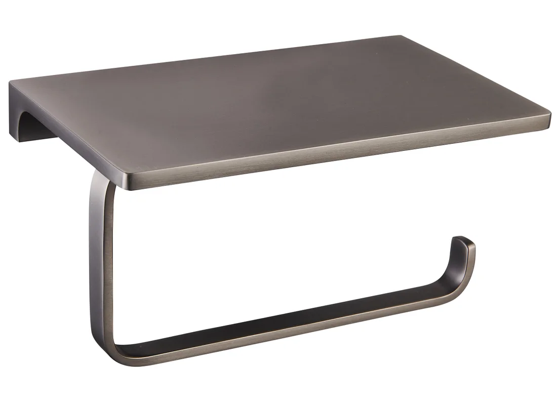 Держатель туалетной бумаги Rav Slezak Nil NLA0403MG серый металлик, с полочкой