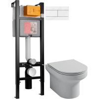 Комплект унитаза с инсталляцией Jacob Delafon Elite E21755RU-00 с сиденьем микролифт и Белой клавишей смыва 344469