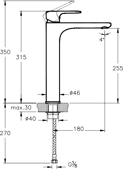 смеситель vitra root round a4270736exp для раковины, черный