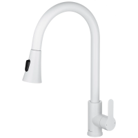 Смеситель для кухни с выдвижным изливом WONZON & WOGHAND, Белый матовый (WW-121E201L-MW)