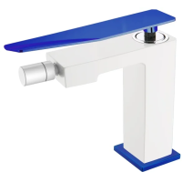 Смеситель Boheme Q 146-WUW.2 для биде, без донного клапана, белый глянец/синий