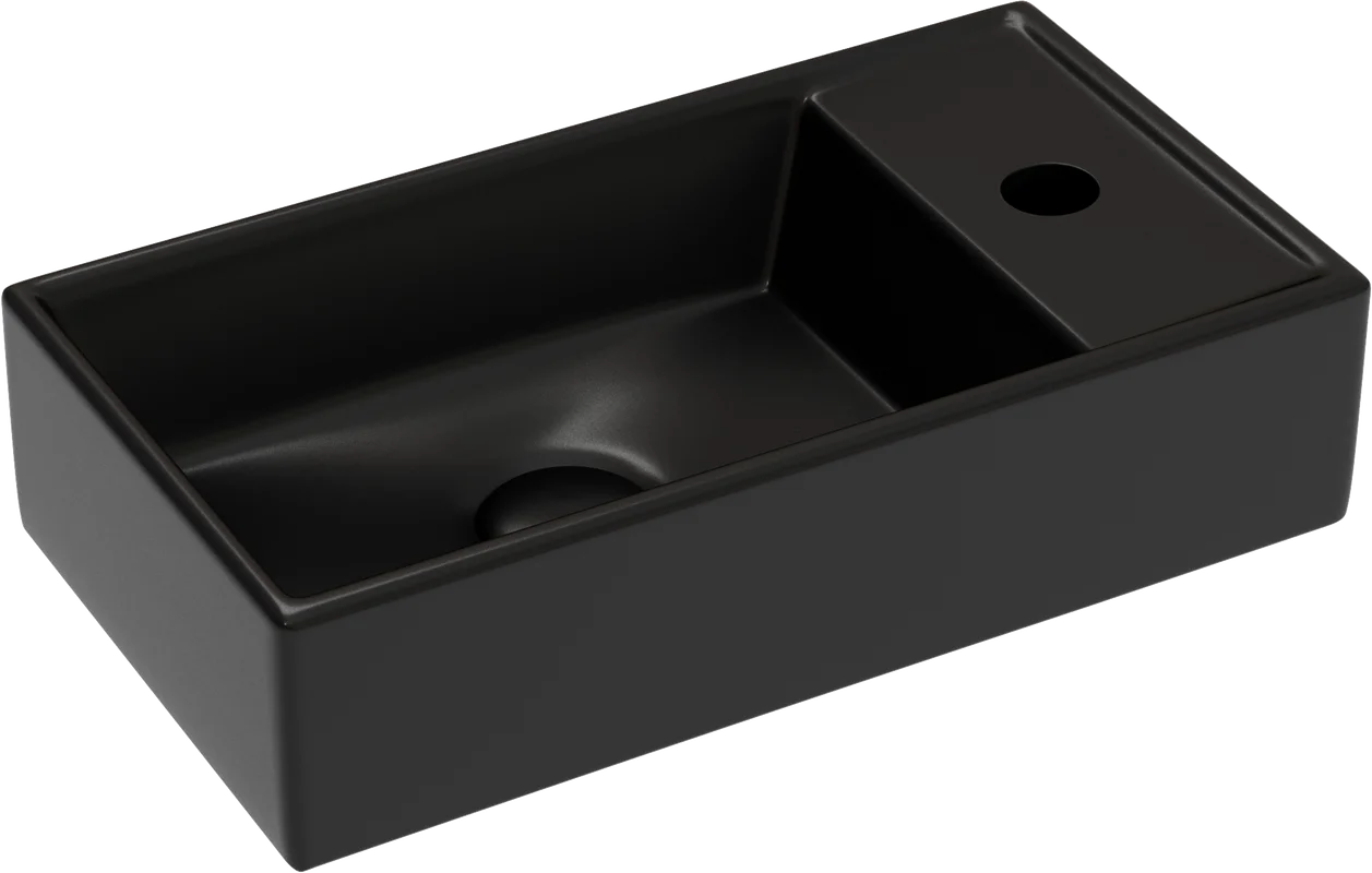 Раковина Ceramicanova Element CN6051LMB подвесная, чаша слева, 41.7х21.7 см, черная матовая