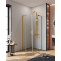 Душевой уголок Cezares Slider SLIDER-A-2-70/80-C-BORO 70-80x70-80 см, профиль золотой матовый, стекло прозрачное