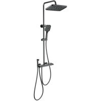 Душевая система Wonzon & Woghand Muse Piano WW-B4132-A-BGG 300x200 мм, с термостатом, темный графит матовый