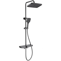 Душевая система Wonzon & Woghand ThermoKlick WW-B3098-A-BGG 300x200 мм, с термостатом, темный графит матовый