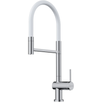 Смеситель Omoikiri Kanto 2 Plus-SB 4994400 для кухни, гибкий излив, с подключением к фильтру, хром/ белый