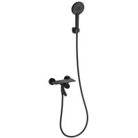 Смеситель для ванны Wonzon & Woghand Click WW-FE05L221-MB с душевым гарнитуром, черный матовый