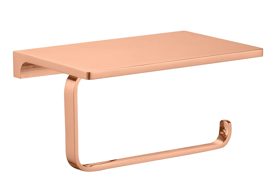 Держатель туалетной бумаги Rav Slezak Nil NLA0403ZRL розовый золотистый глянцевый, с полочкой