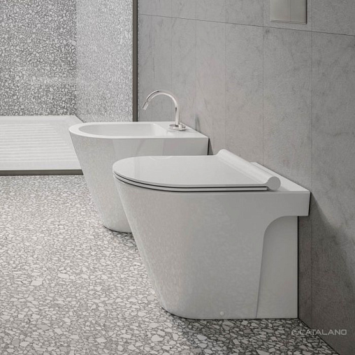 биде catalano zero 1bi5500 напольное, с 1 отв., 55x35 см, белый глянец