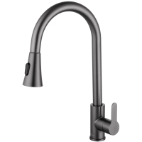 Смеситель для кухни с выдвижным изливом WONZON & WOGHAND, темный графит (WW-121E201L-BGG)