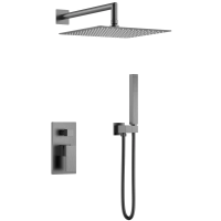 Душевой комплект Boheme Qubic 474-3-GM 300 мм, со смесителем, графит матовый