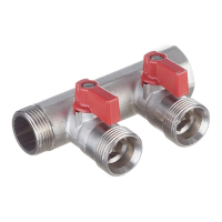 Коллектор Henco 3/4 ВР(г) х 2 выхода 3/4 НР(ш) ЕК х 3/4 НР(ш) с шаровыми кранами, VB050502-ROOD