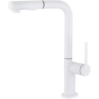 Смеситель для кухни Paulmark Neo Ne214419-WH с выдвижным изливом, белый матовый