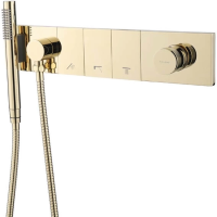 Смеситель для ванны Boheme Zodiac 132-SYS-G встраиваемый, с душевым гарнитуром, золотой