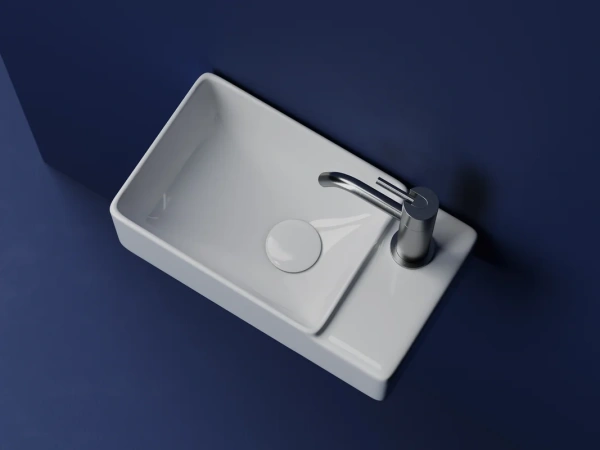 раковина ceramicanova element cn5045 подвесная, чаша слева, 39.5x22 см, белая