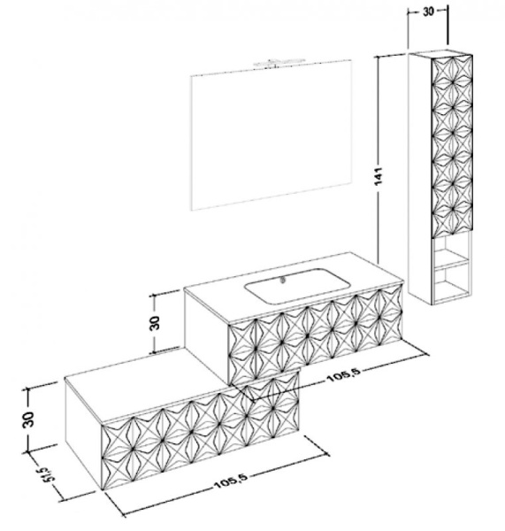 шкаф подвесной 30 cezares lecce lcpn.601, цвет bianco laccato opaco