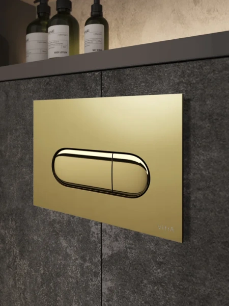 кнопка смыва для инсталляции vitra root round 740-2224 для унитаза, пластик, цвет золото глянец