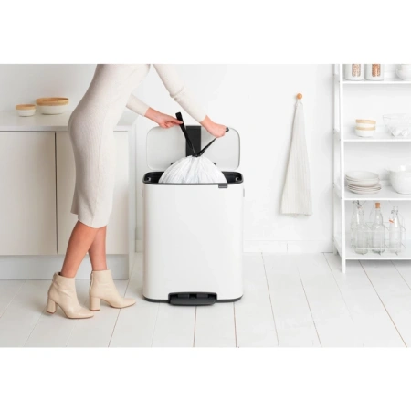 мусорное ведро brabantia bo pedal bin 211300 60 л, белое
