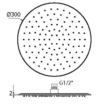 верхний душ plumberia selection sat3178cr 300 мм, хром