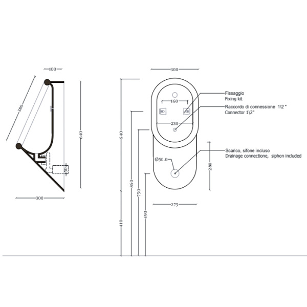 artceram babila писсуар 37x30х64см., подвесной, saniglaze, цвет: белый
