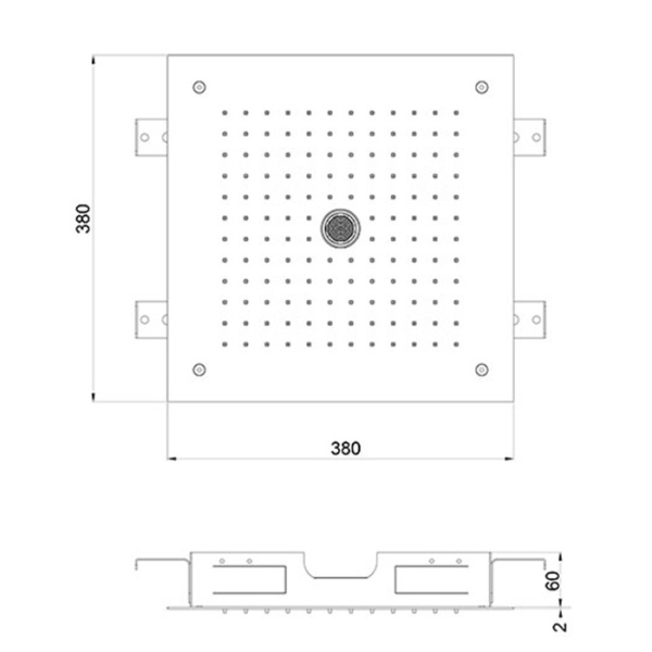 верхний душ almar built-in встраиваемый, 38х38 см, 2 типа струи, цвет: медь брашированная pvd