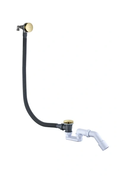 Слив-перелив для ванны Boheme 631-G 50 мм, клик-клак, gold, с сифоном