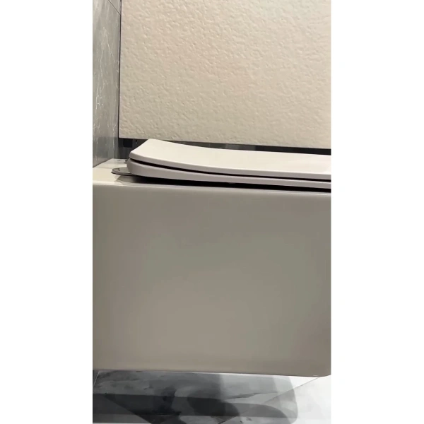 унитаз подвесной boheme zen 967-set-d безободковый, с сиденьем микролифт, бежевый матовый